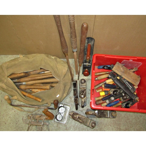 2182 - A 19th century stripped pine carpenters tool chest, the hinged lid enclosing sliding drawer compartm... 