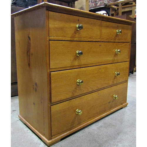 2322a - A Victorian stripped pine bedroom chest of three long and two short drawers 96cm w x 54cm d x91cm h