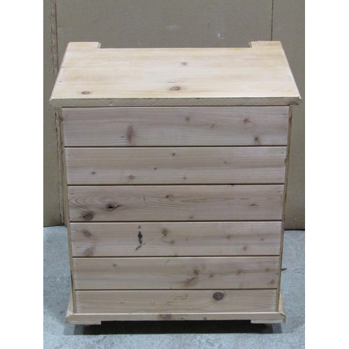 2323a - A small pine chest of three long and two short drawers, 59cm high