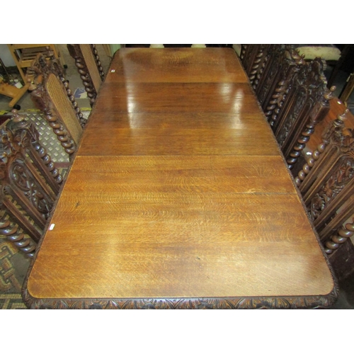 2450 - A Victorian oak wind-out extending dining table of rectangular form with two additional leaves, 208 ... 