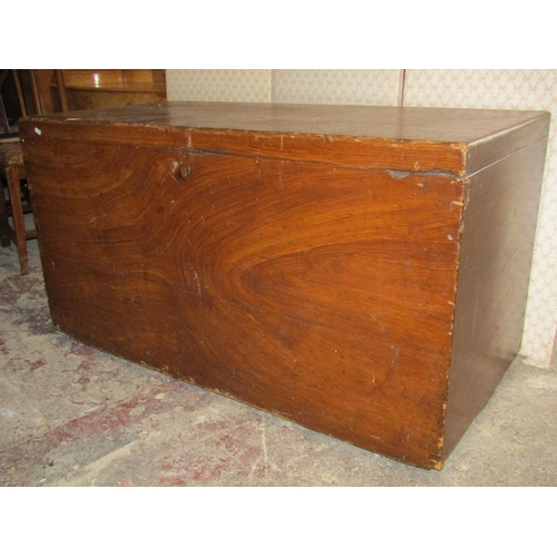 2590 - A large pine blanket chest with simulated oak finish, 123cm long x 66cm high