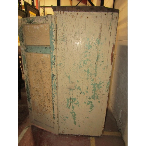 2594 - A Victorian painted pine cupboard with original distressed finish and partially shelved interior, 15... 