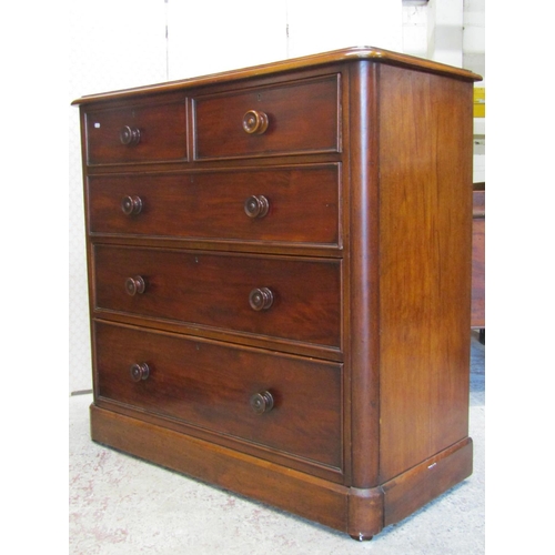 2603 - A Victorian mahogany chest of three long and two short graduated drawers, 120cm wide