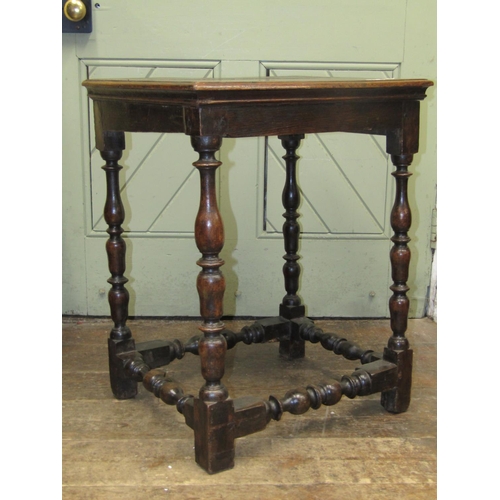 2761 - Old English oak rectangular occasional table, with turned supports and rails, 51 x 41cm