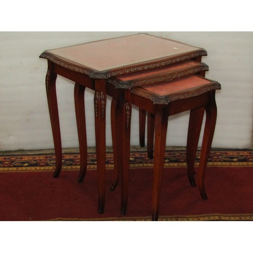 2229 - A Georgian style walnut veneered and crossbanded bureau, 79cm wide together with a reproduction nest... 