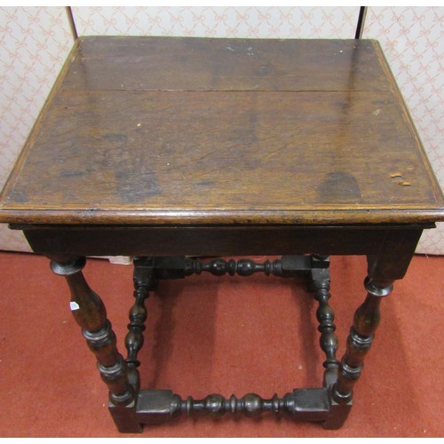 2761 - Old English oak rectangular occasional table, with turned supports and rails, 51 x 41cm