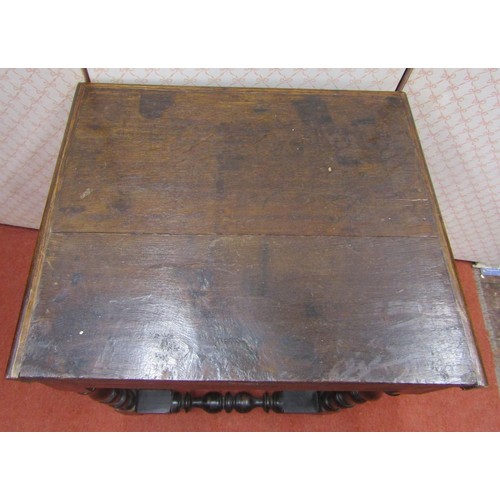 2761 - Old English oak rectangular occasional table, with turned supports and rails, 51 x 41cm