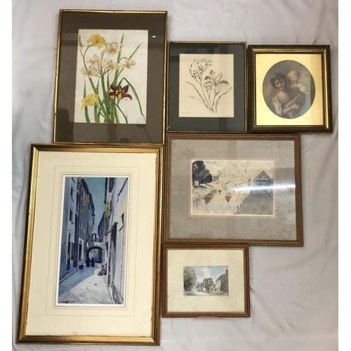 117 - A quantity of framed paintings and prints to include: Jane Reardon Smith - 'Flowers with Roses', wat... 