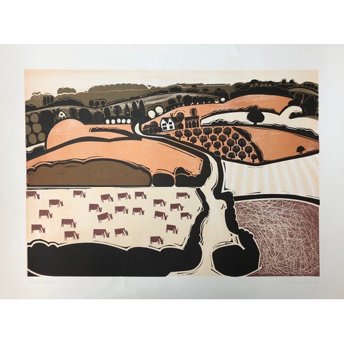 67 - GRAHAM CLARKE (b.1944)
'CHALK HILLS'
silkscreen print in colours,
56cm x 76cm