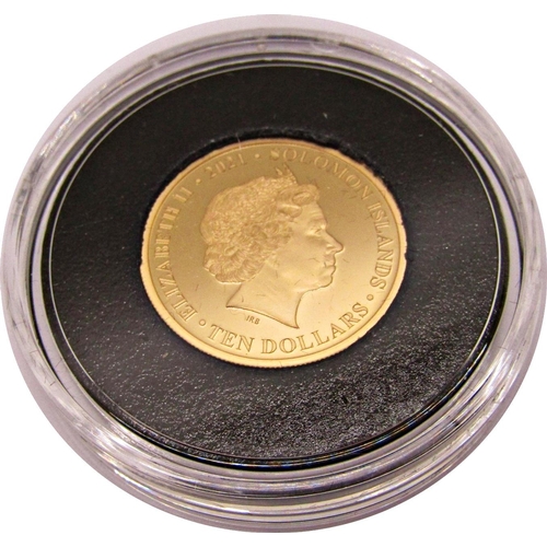 401 - Proof Solomon Islands $10 coin 2021 limited to 495, cased