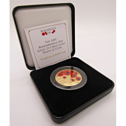 404 - Proof Remembrance Day gold coin Alderney, limited to 99, cased