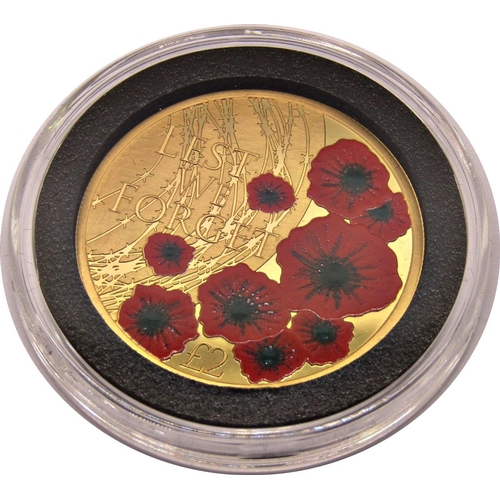 404 - Proof Remembrance Day gold coin Alderney, limited to 99, cased