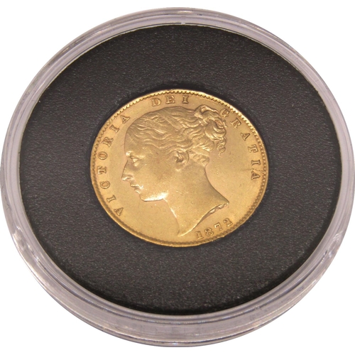 408 - 1872 sovereign - shied reverse, cased