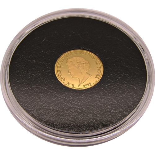 409 - Proof 2020 quarter laurel coin, Tristan de Cunha 2999 issued, cased