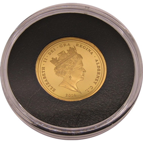 412 - Proof 2019 Remembrance Day £1 coin Alderney, cased