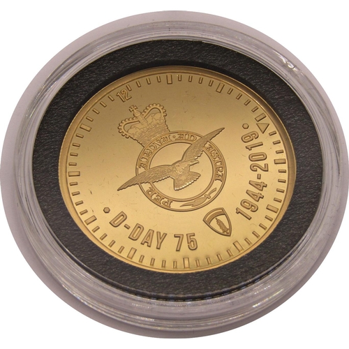 413 - Proof 2019 double sovereign, D-Day 75th anniversary, Alderney, limited to 499, cased