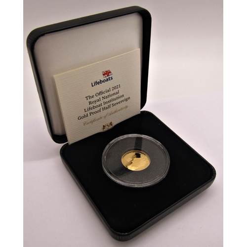 414 - Proof 2021 half sovereign RNLI, Alderney limited to 1,999, cased