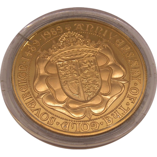 415 - Proof 1989 five sovereign piece, cased