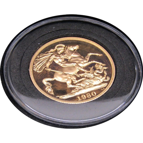 417 - Proof 1980 double sovereign, cased