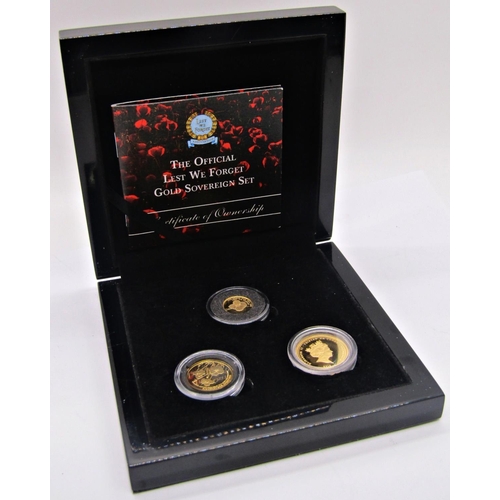 429 - Proof official Lest We Forget set, 2018 sovereign, 2018 half sovereign, 2018 quarter sovereign, Tris... 