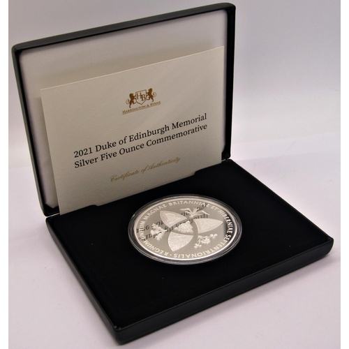 483 - Proof silver 2021 Duke of Edinburgh memorial 5oz commemoration Alderney, cased