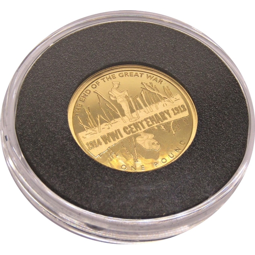 434 - Proof 2018 Centenary of WWI £1 coin, cased