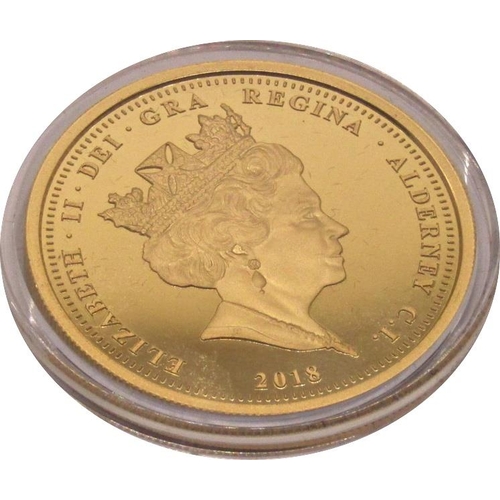 444 - Proof £5 coin - The Centenary of WWI, Alderney, cased