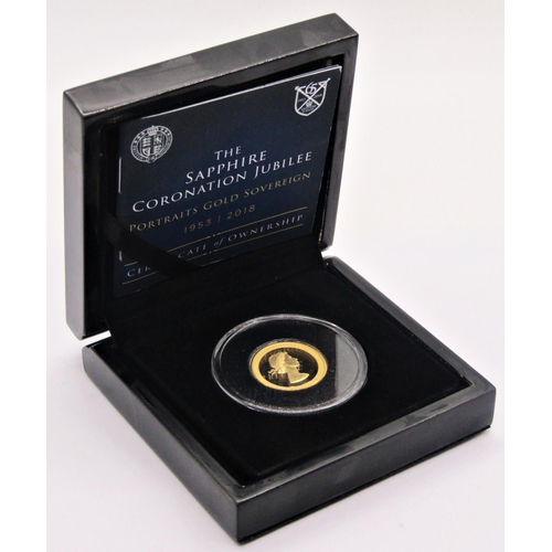 445 - Proof 2018 Sapphire Coronation Jubilee Sovereign, Tristan Da Cunha, cased