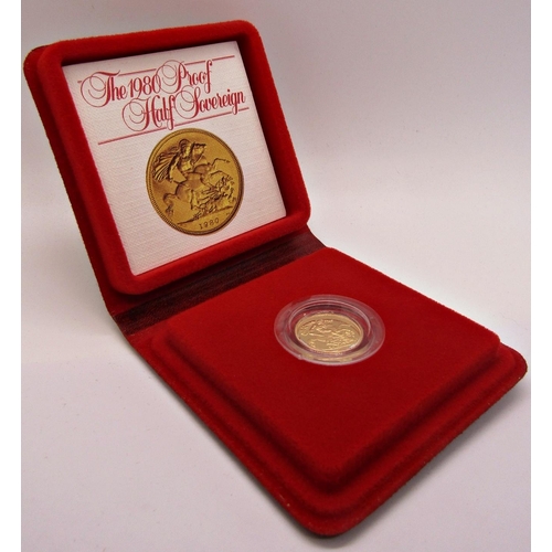 446 - Proof 1980 half sovereign, cased