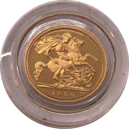 446 - Proof 1980 half sovereign, cased