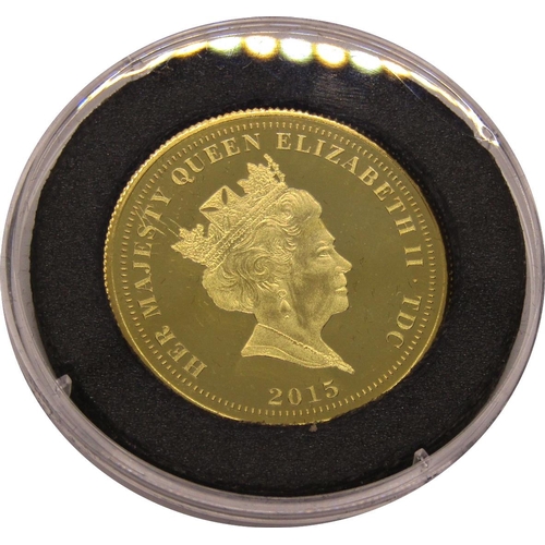 453 - Proof 4 x 9ct double crowns, Tristan da Cunha 2015, cased