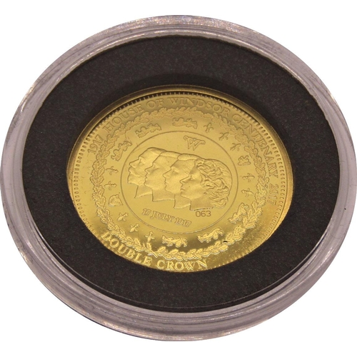 454 - Proof 9ct double crown, Tristan da Cunha 2017, House of Windsor Centenary, cased