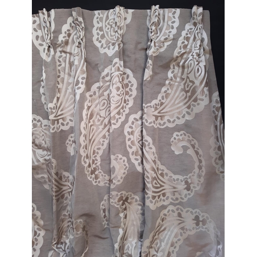 1572 - 2 pairs of good quality extra long curtains by Laura Ashley; fabric has silk like feel with pale mot... 