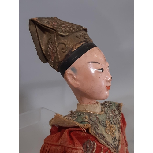 373 - 2 antique souvenir dolls comprising a Chinese Opera Doll in traditional dress height 27cm and a smal... 