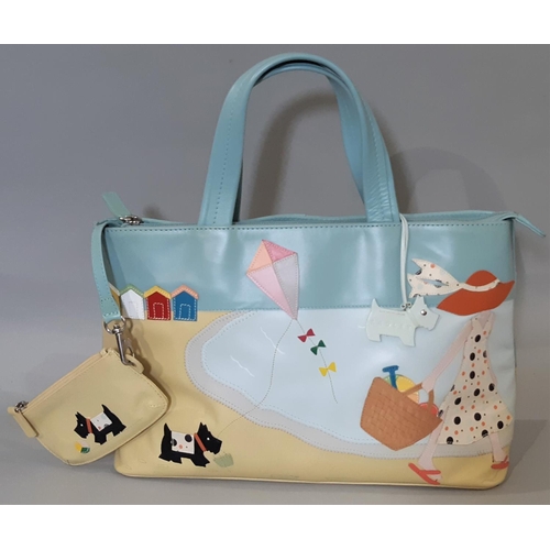 1617 - Radley hand bag 'By the Seaside' 2007 design, with yellow lining, coin purse, Radley dog tag and dus... 