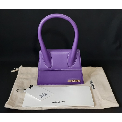 1620 - Jacquemus handbag 'Le Chiquito' in purple leather (current style, with tag) with interior pocket, ma... 