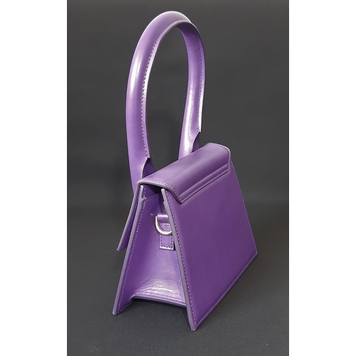 1620 - Jacquemus handbag 'Le Chiquito' in purple leather (current style, with tag) with interior pocket, ma... 