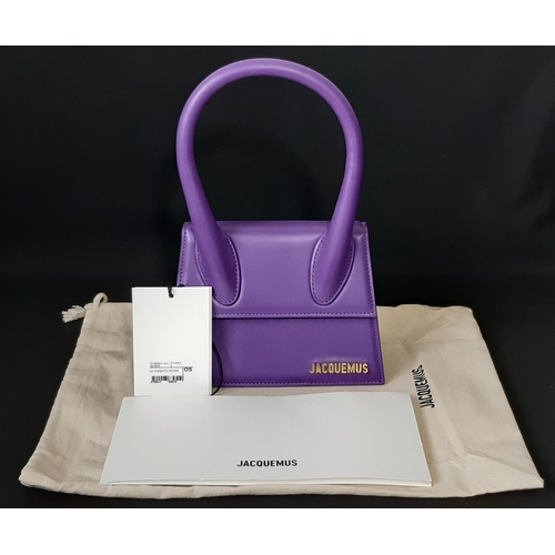 1620 - Jacquemus handbag 'Le Chiquito' in purple leather (current style, with tag) with interior pocket, ma... 