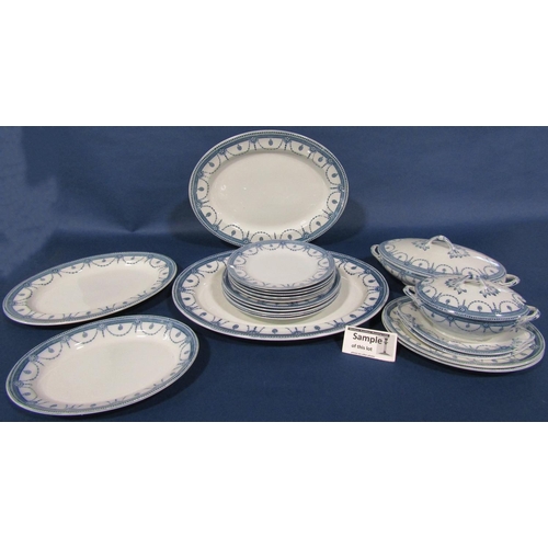 1001 - An extensive blue and white transfer printed dinner service in the Venice pattern by Wood & Sons, di... 