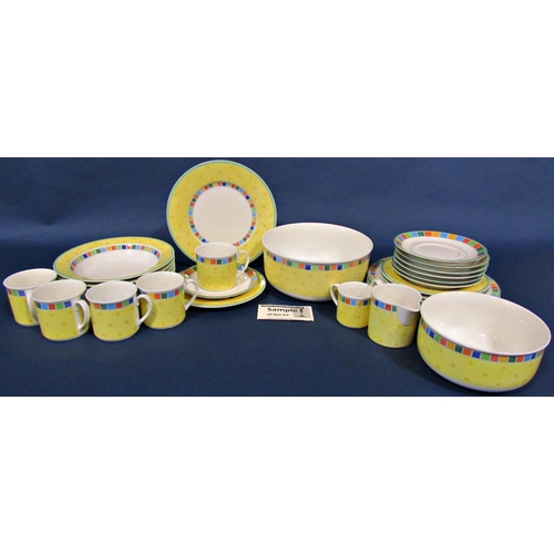 1005 - A set of Villeroy & Boch Twist Alea Limone & Twist Alea Caro pattern dinnerware comprising plates, s... 