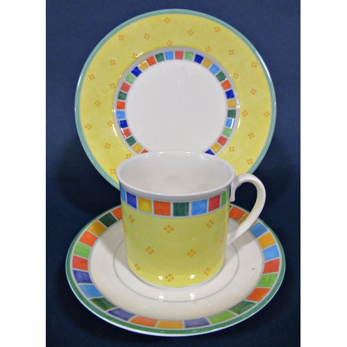 1005 - A set of Villeroy & Boch Twist Alea Limone & Twist Alea Caro pattern dinnerware comprising plates, s... 