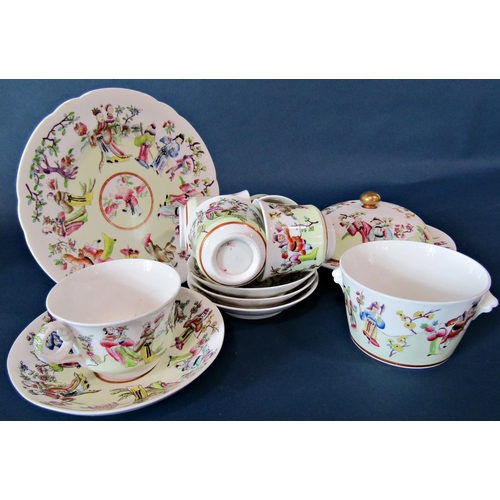 1013 - A collection of Copeland & Garrett Felspar porcelain tableware with printed and infilled chinoiserie... 