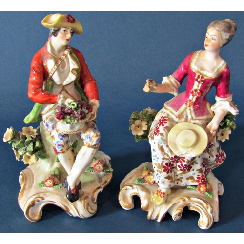 1017 - Five 19th century porcelain cabinet figures with bocage decoration