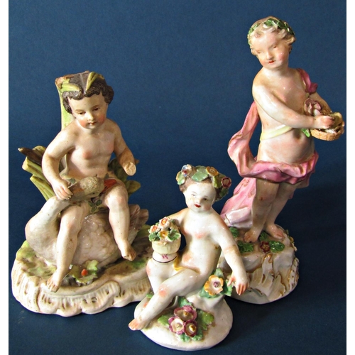 1017 - Five 19th century porcelain cabinet figures with bocage decoration