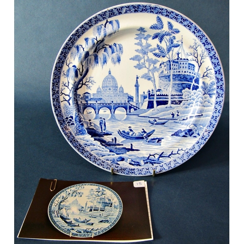 1022 - Three 19th century blue and white transfer ware dishes including a Poultney Bristol Views series pla... 