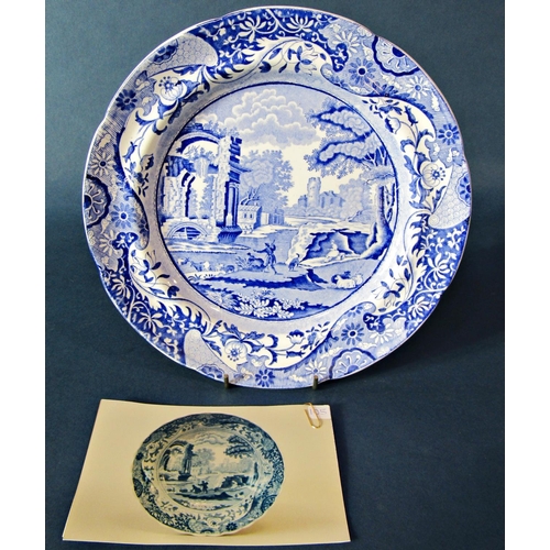 1022 - Three 19th century blue and white transfer ware dishes including a Poultney Bristol Views series pla... 