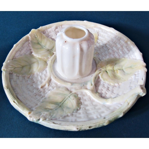 1028 - A collection of late 19th century and later Belleek porcelains to include an ink well, a small milk ... 