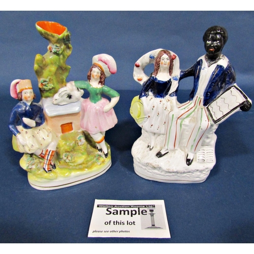 1032 - A set of four American musicians, Staffordshire figure of Uncle Tom, a further Staffordshire figure ... 