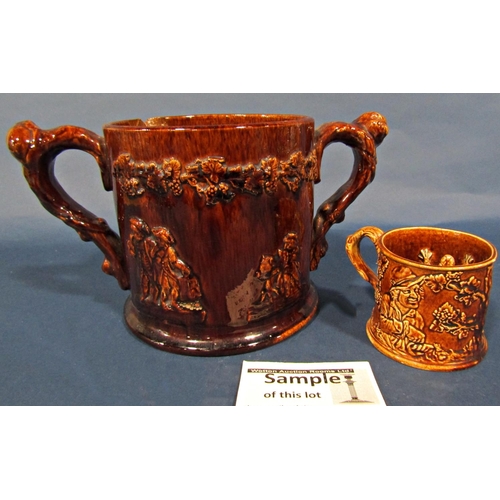 1034 - A further 19th century treacle glazed frog mug (four pint capacity approx) a continental porcelain i... 