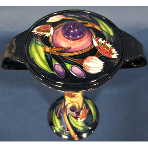 1037 - Moorcroft vase and cover in the art nouveau manner with floral detail, dated 2003